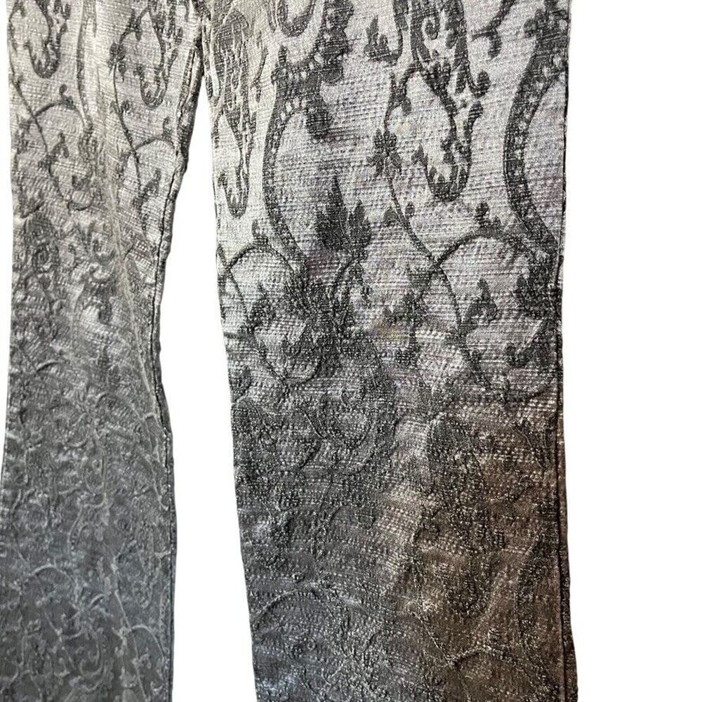 Signe Paris Y2K Whimsigoth Grunge Vintage Flare Texture Womens Pants Silver sz 2 - Picture 9 of 16